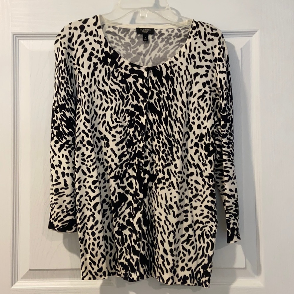 Talbots Animal Print 3/4 Sleeve Sweater Size S